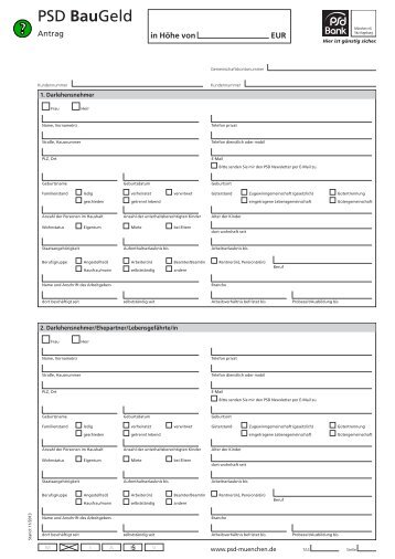 Antrag PSD BauGeld Bestandskunden - PSD Bank MÃ¼nchen eG