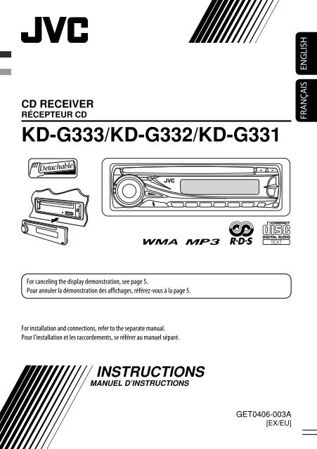 Récepteur d'autoradio CD Bluetooth pour tableau de bord JVC KD