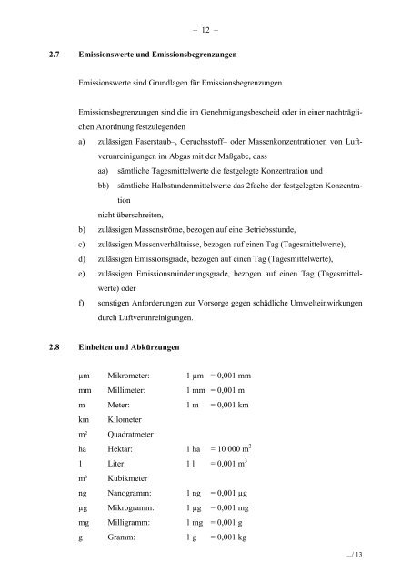 Technische Anleitung zur Reinhaltung der Luft - TA Luft