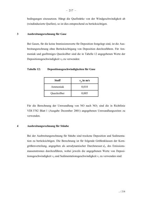 Technische Anleitung zur Reinhaltung der Luft - TA Luft