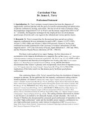 Curriculum Vitae Dr. James L. Terry - Plasma Science and Fusion ...