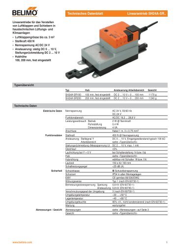 Technisches Datenblatt Linearantrieb SH24A-SR.. - Betec Controls