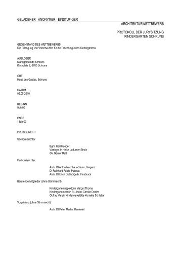 Juryprotokoll (pdf, 268KB) - ARCHITEKTURWETTBEWERB
