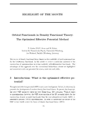 HIGHLIGHT OF THE MONTH Orbital Functionals in Density ... - Psi-k