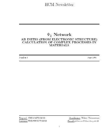 CÂ¢ Newsletter Netvork AB INITIO (FROM ELECTRONIC ... - Psi-k