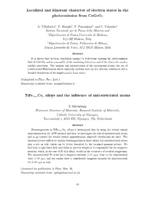 CALCULATION OF COMPLEX PROCESSES IN MATERIALS ... - Psi-k