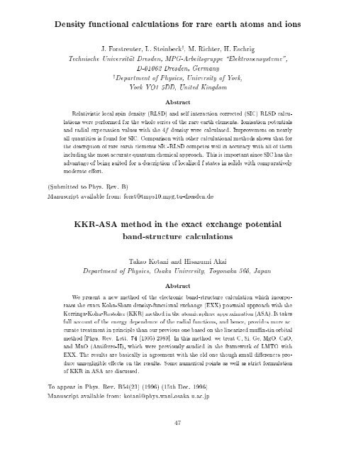 CALCULATION OF COMPLEX PROCESSES IN MATERIALS ... - Psi-k