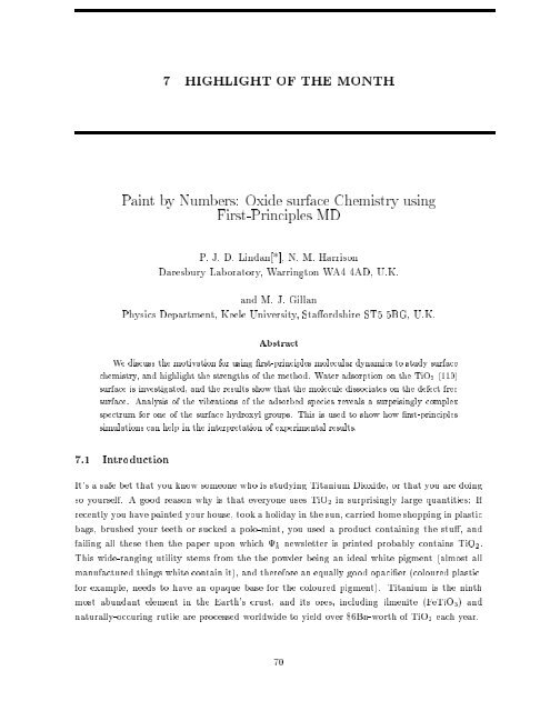 CALCULATION OF COMPLEX PROCESSES IN MATERIALS ... - Psi-k