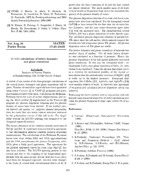 Programme and Abstracts Ab initio (from electronic structure ... - Psi-k