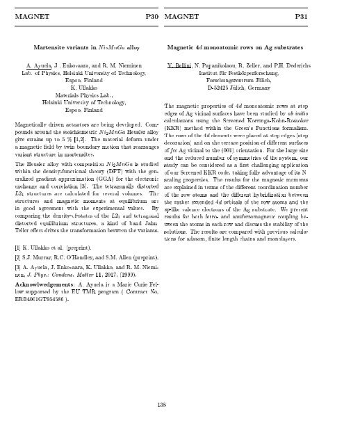 Programme and Abstracts Ab initio (from electronic structure ... - Psi-k