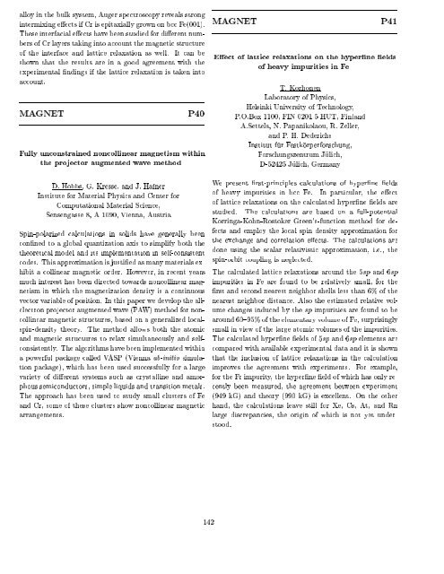 Programme and Abstracts Ab initio (from electronic structure ... - Psi-k