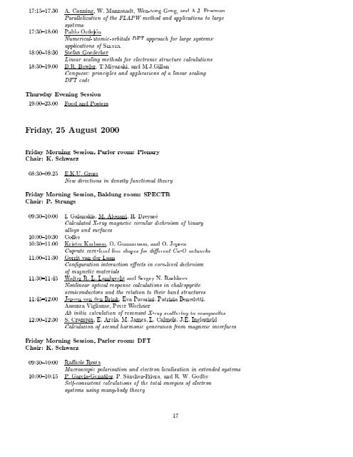 Programme and Abstracts Ab initio (from electronic structure ... - Psi-k