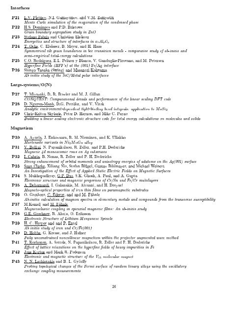 Programme and Abstracts Ab initio (from electronic structure ... - Psi-k