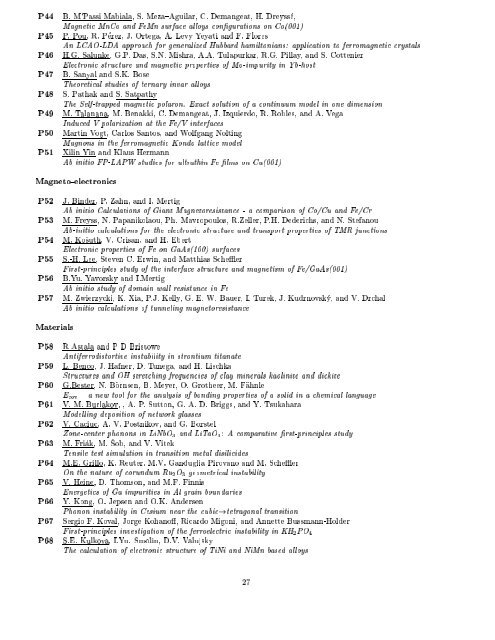 Programme and Abstracts Ab initio (from electronic structure ... - Psi-k