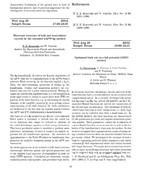 Programme and Abstracts Ab initio (from electronic structure ... - Psi-k