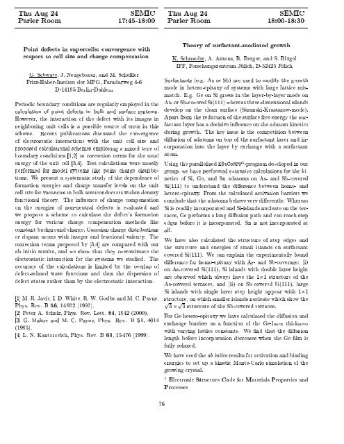 Programme and Abstracts Ab initio (from electronic structure ... - Psi-k