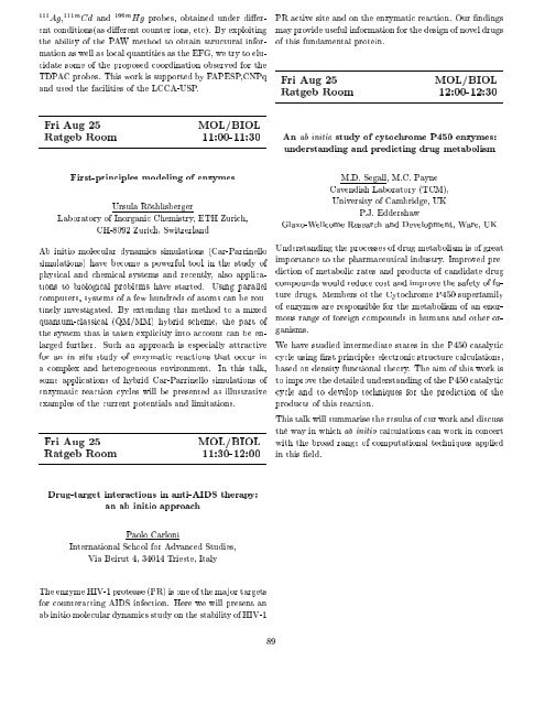 Programme and Abstracts Ab initio (from electronic structure ... - Psi-k