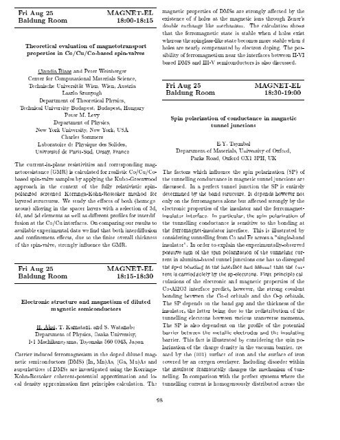 Programme and Abstracts Ab initio (from electronic structure ... - Psi-k