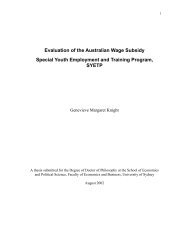 Evaluation of the Australian Wage Subsidy Special Youth ...