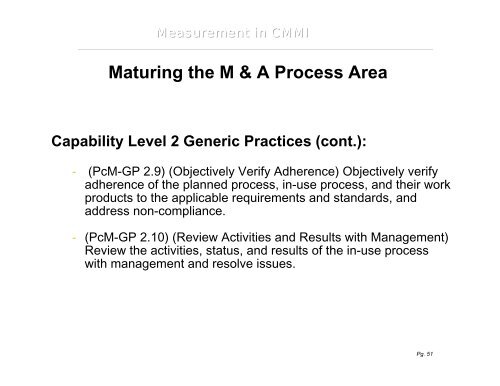 Measurement in the Capability Maturity Model Integration (CMMI)