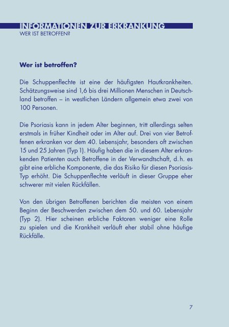 InfORmAtIOnen zuR eRkRAnkung - Psoriasis