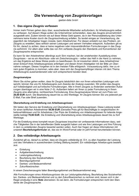 Die Verwendung Von Zeugnisvorlagen Arbeitsberatung De
