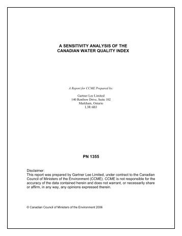 A sensitivity analysis of the Canadian Water Quality Index (PDF)