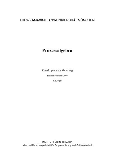 Prozessalgebra - Programmierung und Softwaretechnik (PST ...