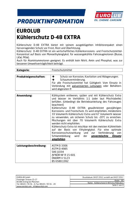 EUROLUB Kühlerschutz D-48 EXTRA