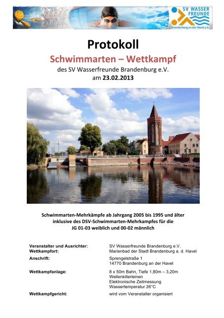 Schwimmarten-Mehrkampf, Brandenburg/H. - PSV Cottbus 90 eV ...