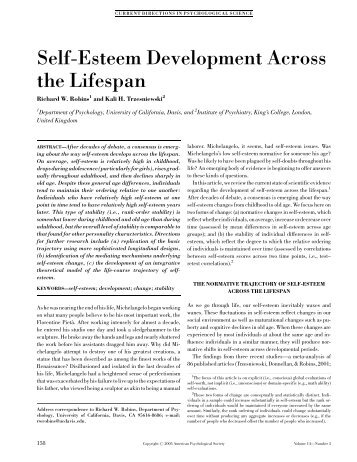Self-Esteem Development Across the Lifespan - University of Miami ...