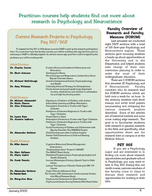 UAS News Jan 062 For Editing.pmd - University of Miami, Psychology