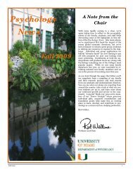 2009 Alumni Newsletter - University of Miami, Psychology