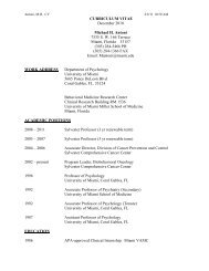 Curriculum Vitae - University of Miami, Psychology