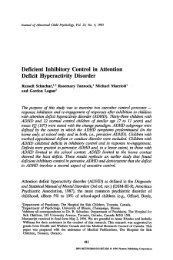Deficient inhibitory control in attention deficit hyperactivity disorder