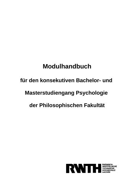 Modulhandbuch - Institut fÃ¼r Psychologie der RWTH Aachen