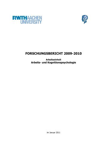Forschungsbericht 0910 v1.0 - Institut fÃ¼r Psychologie der RWTH ...