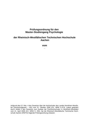 neue, vorlÃ¤ufige MasterprÃ¼fungsordnung Psychologie - Institut fÃ¼r ...