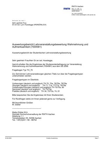 Auswertungsbericht Lehrveranstaltungsbewertung Wahrnehmung ...