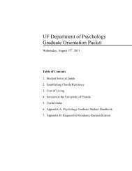 UF Department of Psychology Graduate Orientation Packet