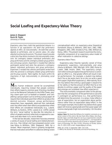 Social loafing and expectancy-value theory - University of Florida ...