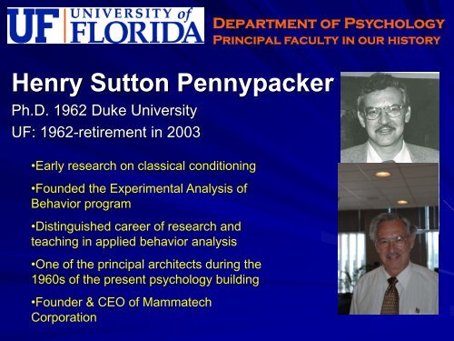 Faculty Hall of Fame - University of Florida Department of Psychology