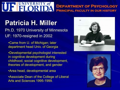 Faculty Hall of Fame - University of Florida Department of Psychology