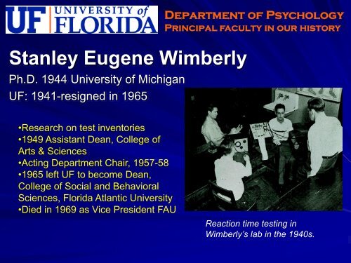 Faculty Hall of Fame - University of Florida Department of Psychology