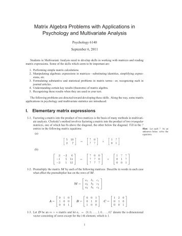 Matrix Algebra Problems with Applications