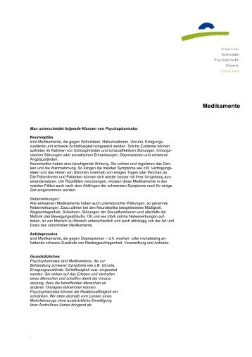Medikamente - Kantonale Psychiatrische Dienste - Sektor Nord