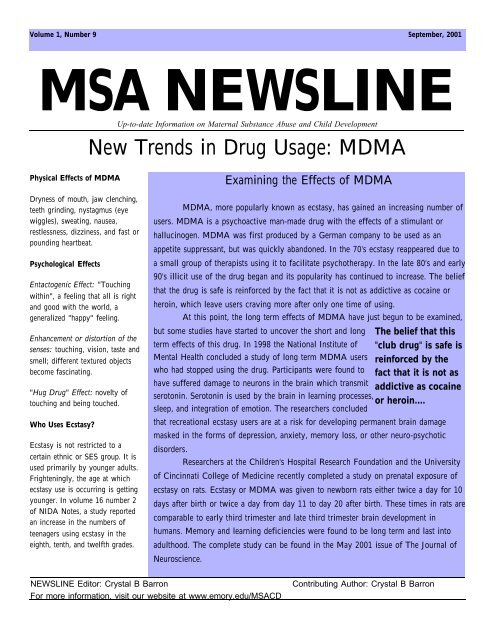 MDMA and Ecstasy - Emory Psychiatry - Emory University