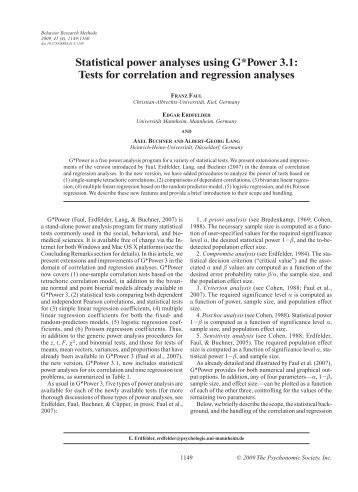 Statistical power analyses using G*Power 3.1 - Psychologie ...