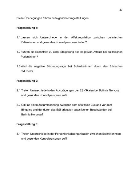 Affektregulation bei Bulimia Nervosa - UniversitÃ¤t OsnabrÃ¼ck