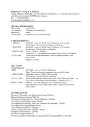 Academic CV of Jaap JA Denissen - Institut fÃ¼r Psychologie